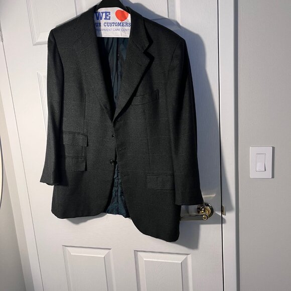 Kiton Green Windowpane 100% Cashmere Sport Coat 44S - Picture 1 of 6